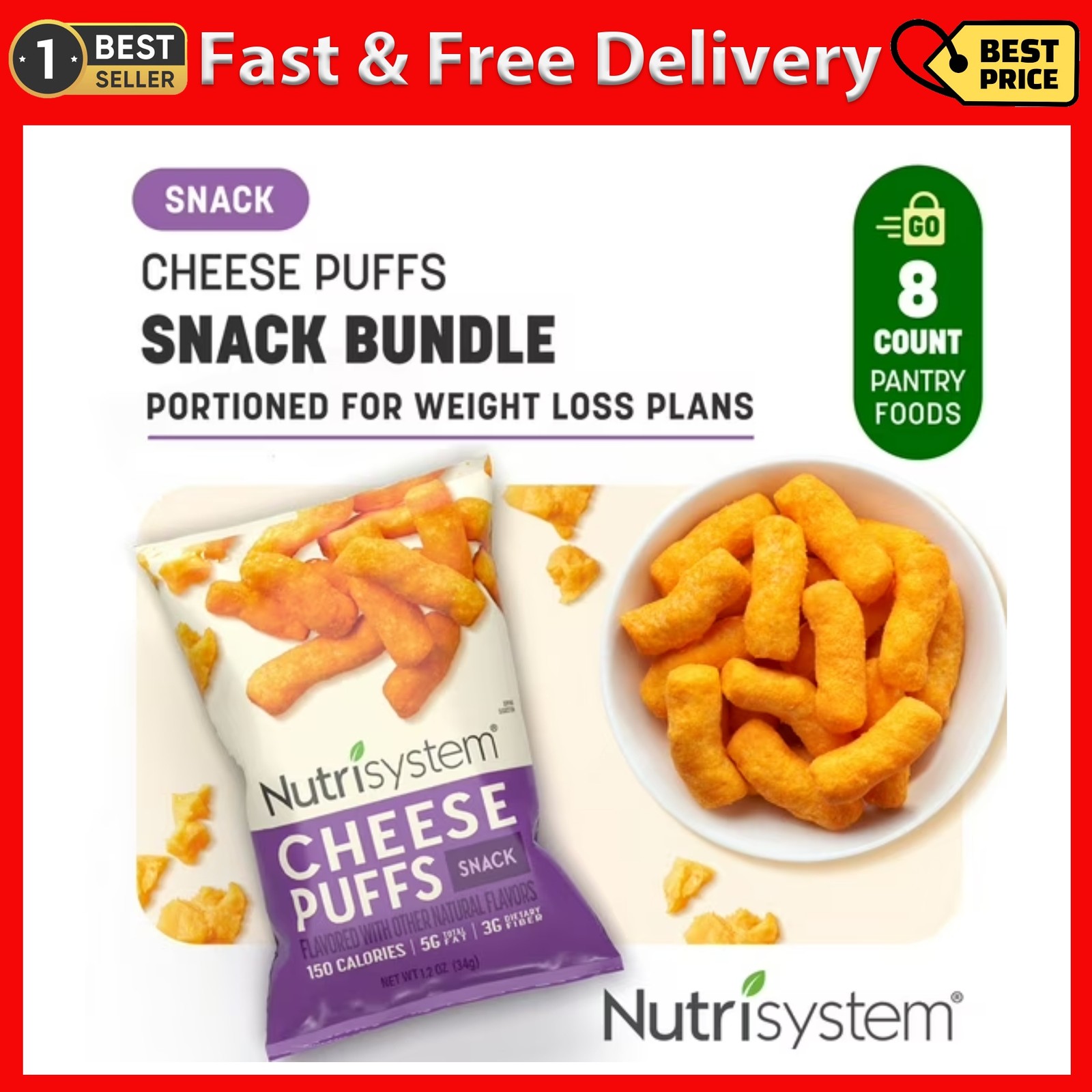 Nutrisystem Cheese Puffs for Weight Loss Support, 8 Count