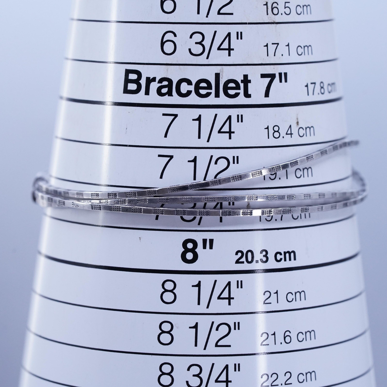 7.75”, sterling silver 925 handmade textured multi strands bangle, bracelet