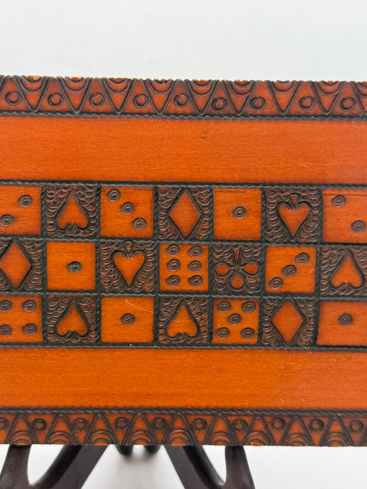Souvenir, rectangular, wood box with hand crafted design