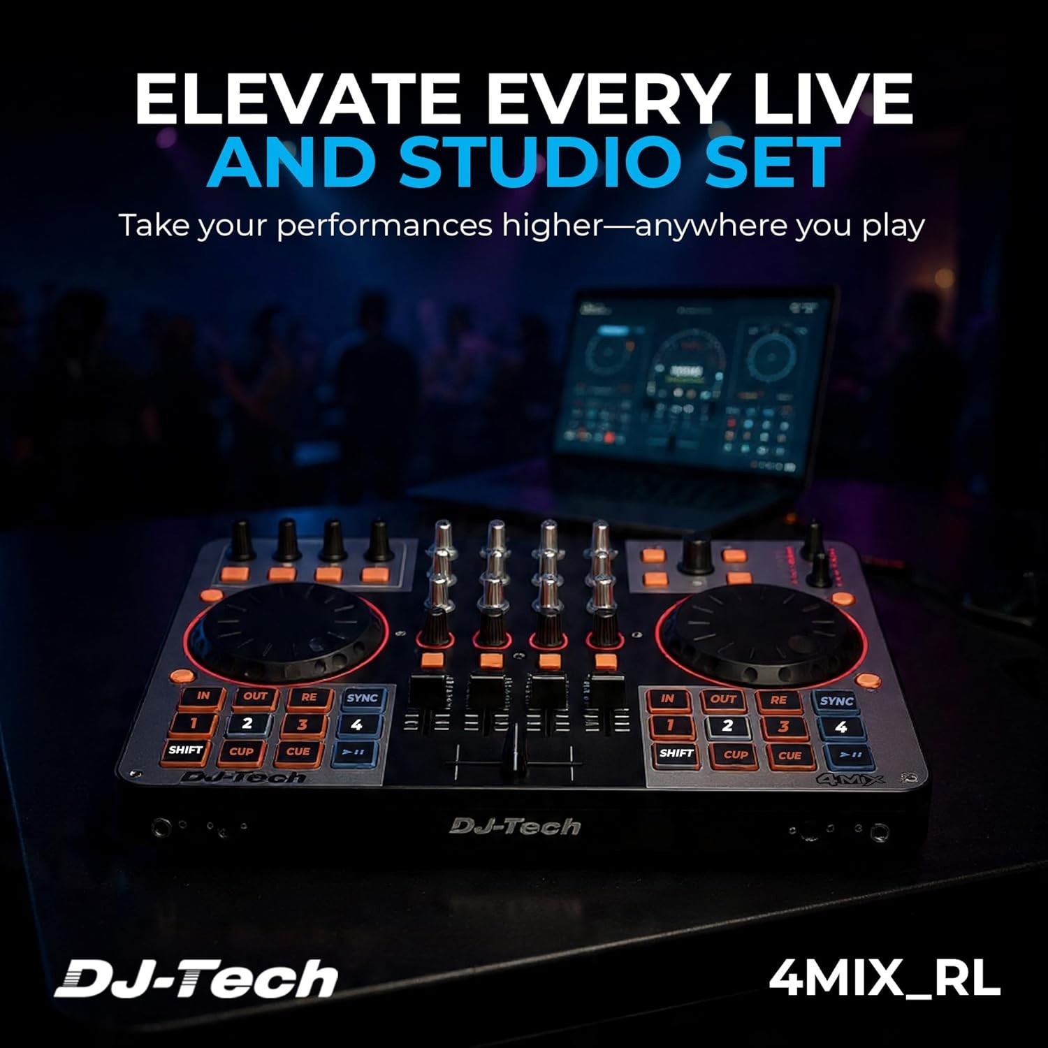 DJ Controller, USB MIDI 4-Deck Control with Integrated Soundcard, 4-Channel M...
