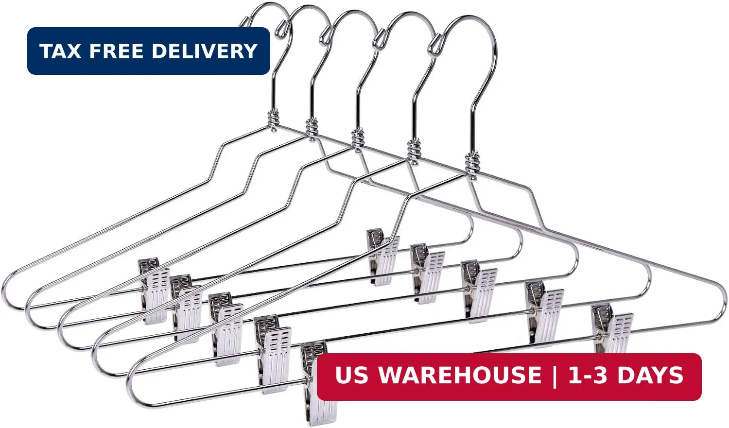 Metal Skirt Hangers with Clips 10 Pack - Wire Pants Hangers with Swivel Hook - H