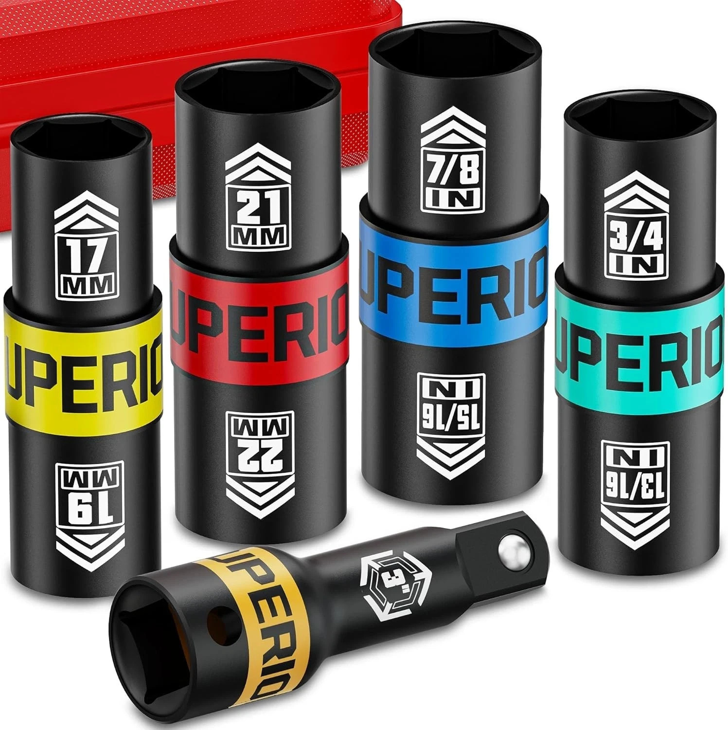 Juego de dados de impacto para tuercas de rueda de 1/2", 5 piezas