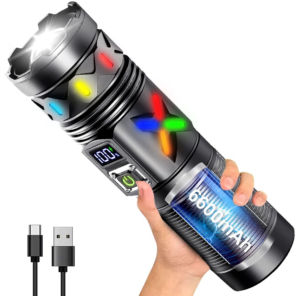 Long Range White Laser LED Flashlight Torch USB Charging Light Telescopic Zoom