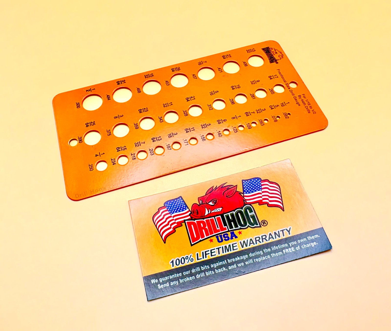 Drill Hog® Drill Gauge Measure Steel Drill Bit Guide Hole Size Checking Tool
