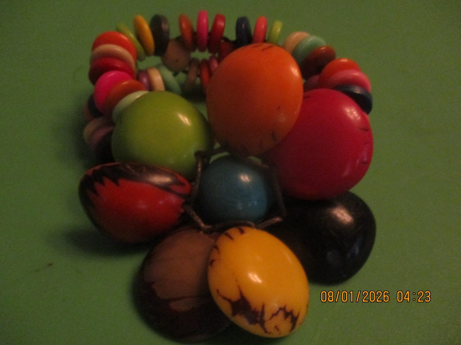 KANDI MULTI COLOR LARGE FLOWER THEME HANDMADE BRACELET