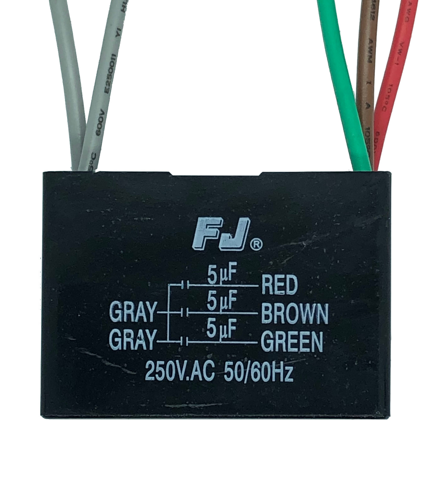 HUNTER CEILING FAN CAPACITOR CBB61 5uf+5uf+5uf 5 WIRE