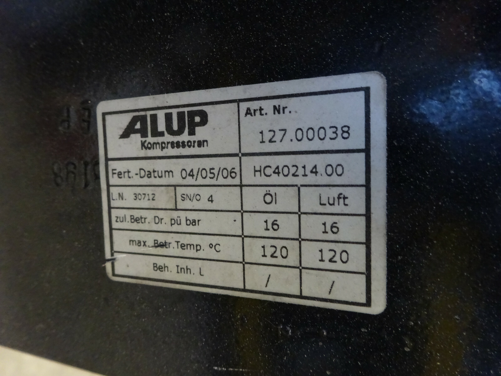 Alup heat exchanger 16bar
