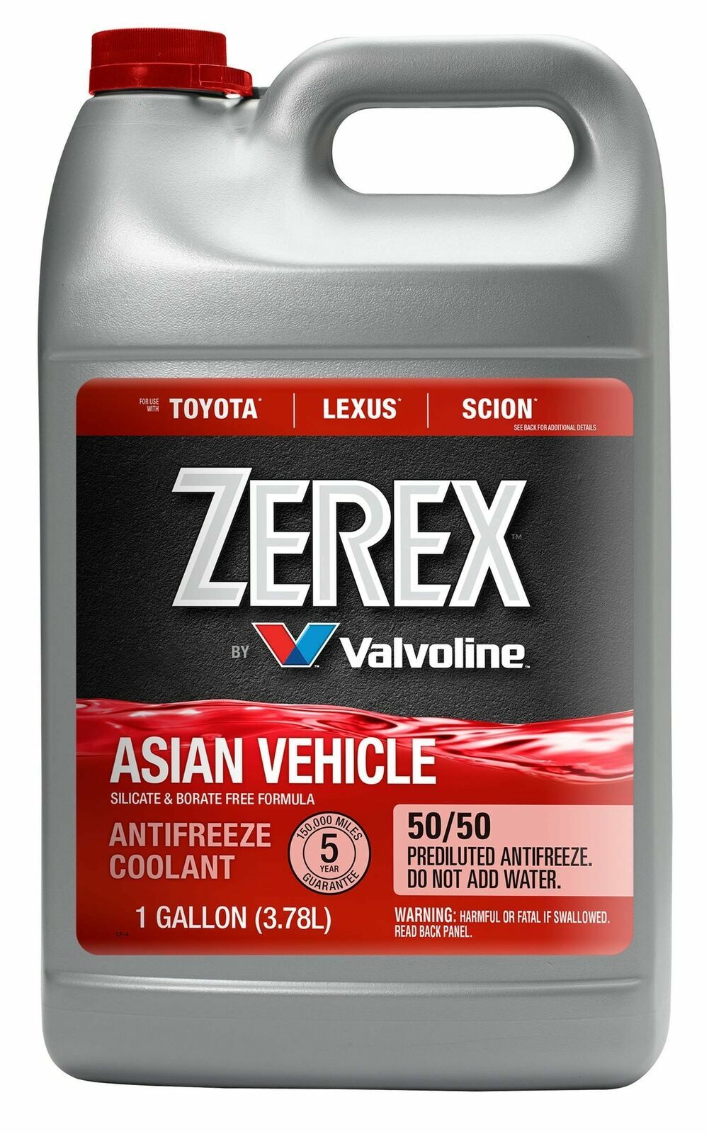 Zerex Asian Vehicle Red Silicate and Borate Free 50/50 Prediluted Coolant, 1 Gal