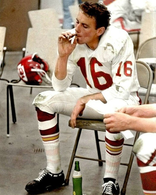 Kansas City Chiefs LEN DAWSON smoking a cigarette 8x10 Photo Print Poster HOF 87
