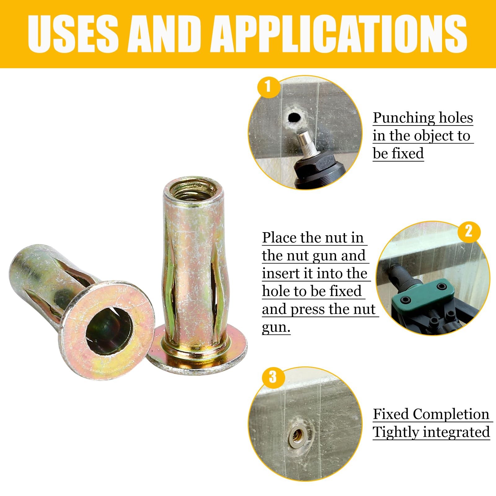 30 PCS M5 Carbon Steel Rivet Nuts Lantern Style Threaded Insert Grooved Body