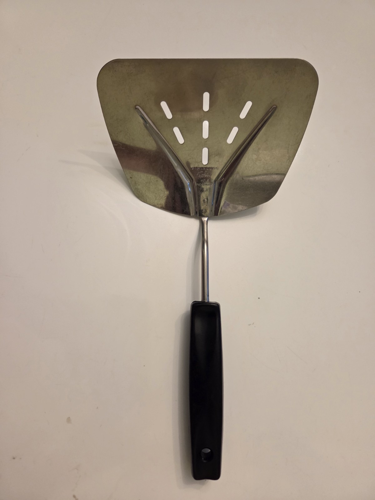 Foley Stainless MPLS Vintage Wide Slotted Spatula, Curve Flipper / Fish Turner
