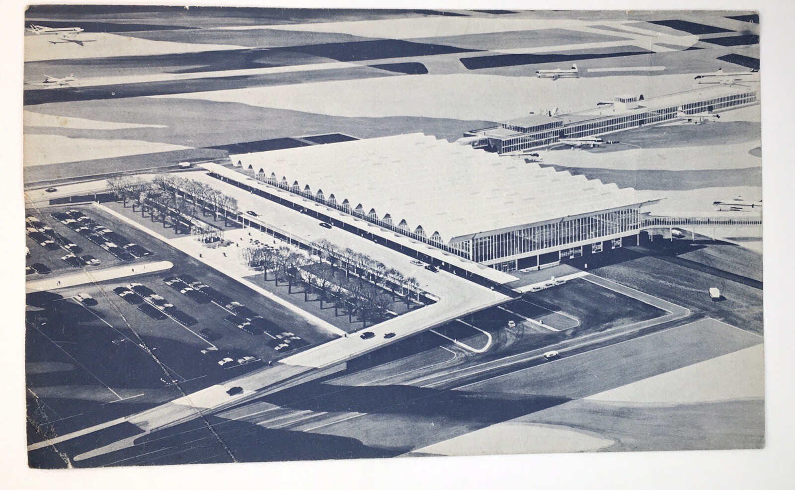 Aerial View of Minneapolis Saint Paul International Airport Large Postcard 1961