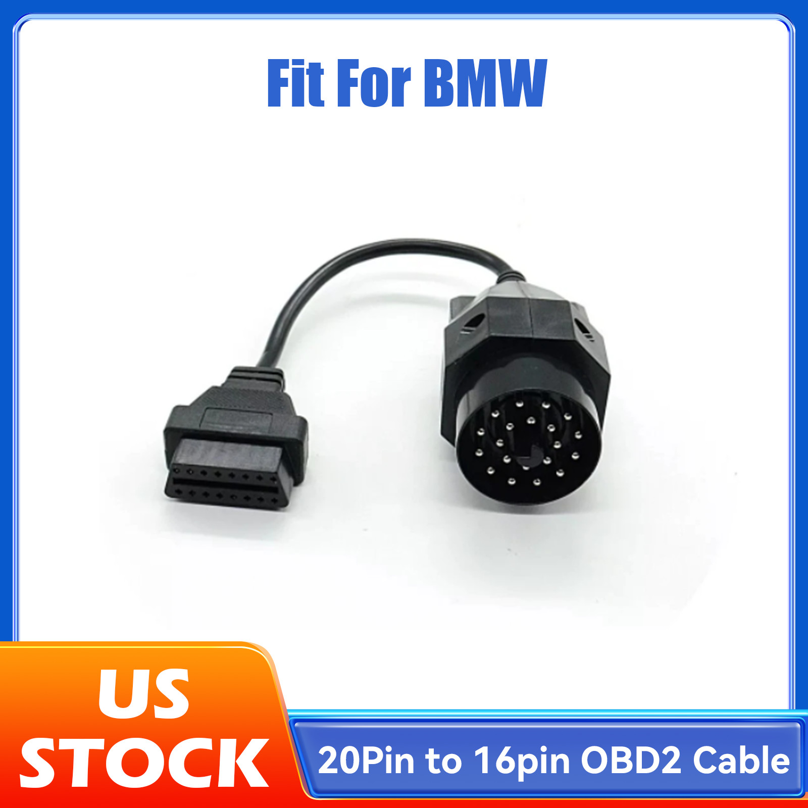 Fit for BMW 20 Pin to 16 Pin OBD2 Female Diagnostic Cable Adapter Connector