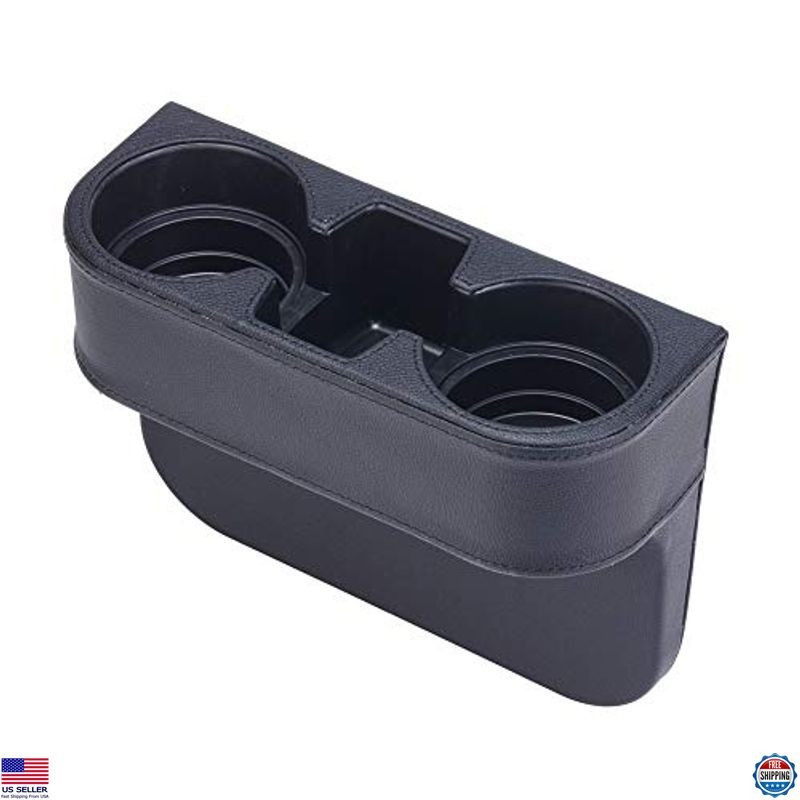 Sleek Black Multifunctional Car Cup Holder & Seat Organizer with Bottle Storage