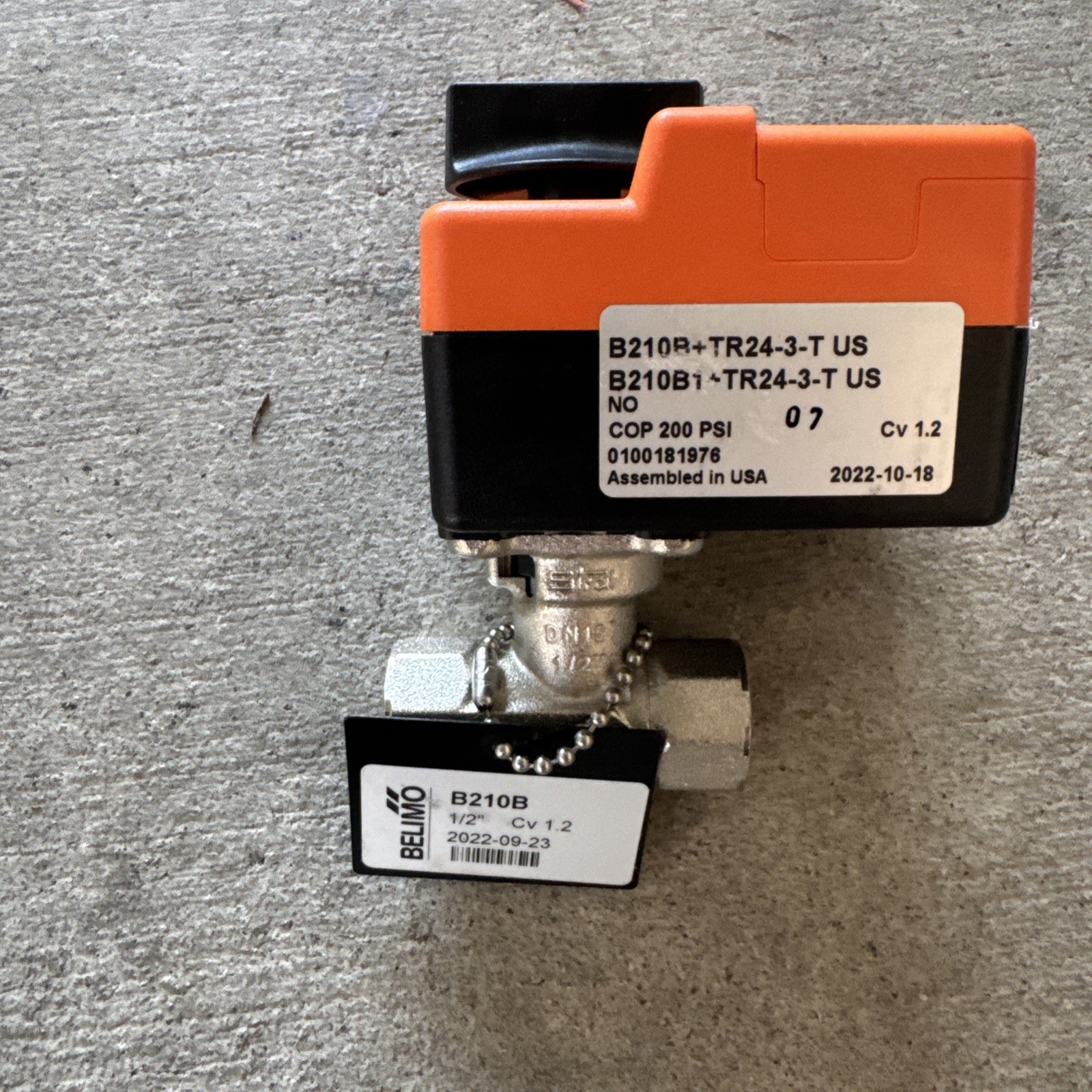 BELIMO 1/2" Control Valve Assembly B210B+TR24-3-T w/ Floating/3-Point Actuator