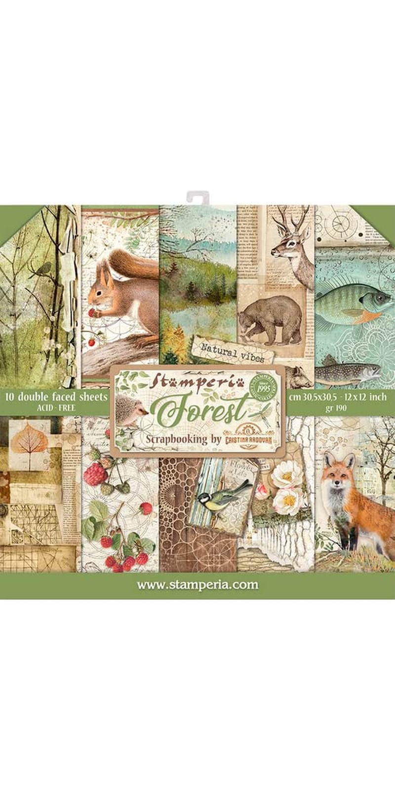 STAMPERIA INTERNATIONAL, KFT PAPER PAD 12X12 10PK FOREST, 30.5 x 30.5 (12" x ...