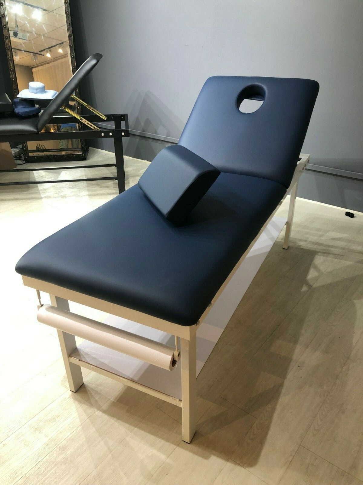 PHYSICAL THERAPY TREATMENT TABLE BLUE, ADJUSTABLE BACK REST SHELF, PICK UP ONLY