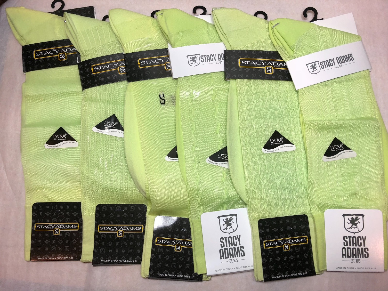 ONE PAIR NEW STACY ADAMS SLIKY NYLON MEN'S CREW DRESS SOCKS SPEARMINT