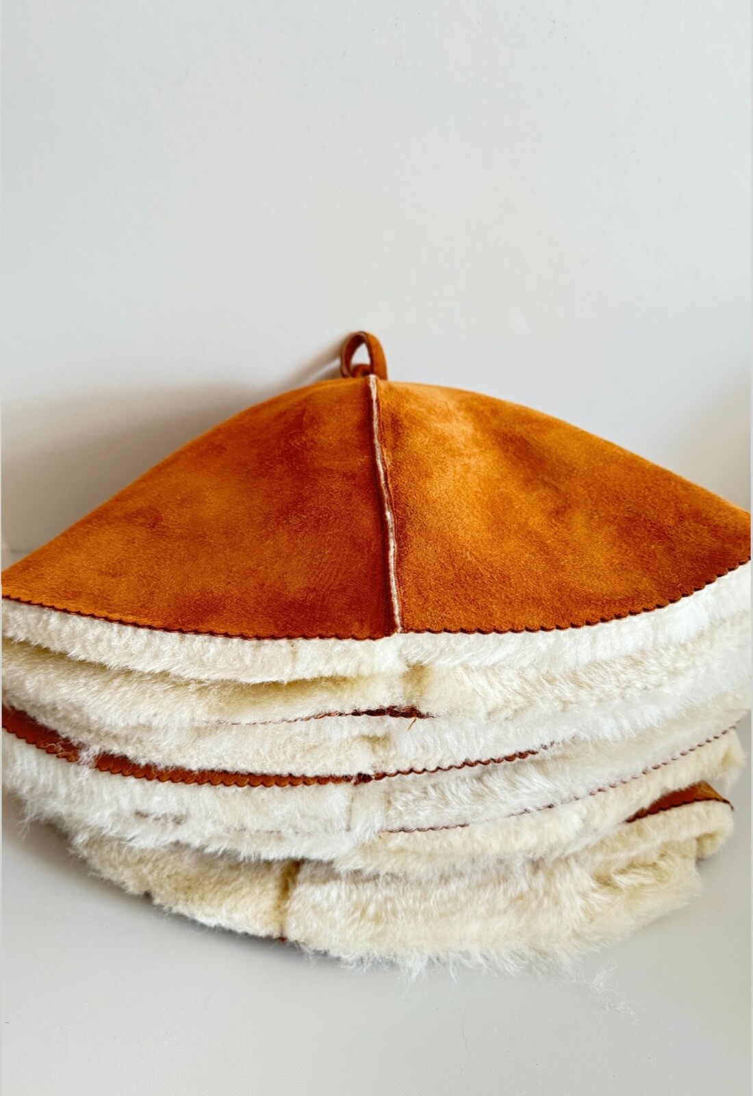 Sauna cap, hat fur, leather. Шапка для бани. Овчина.