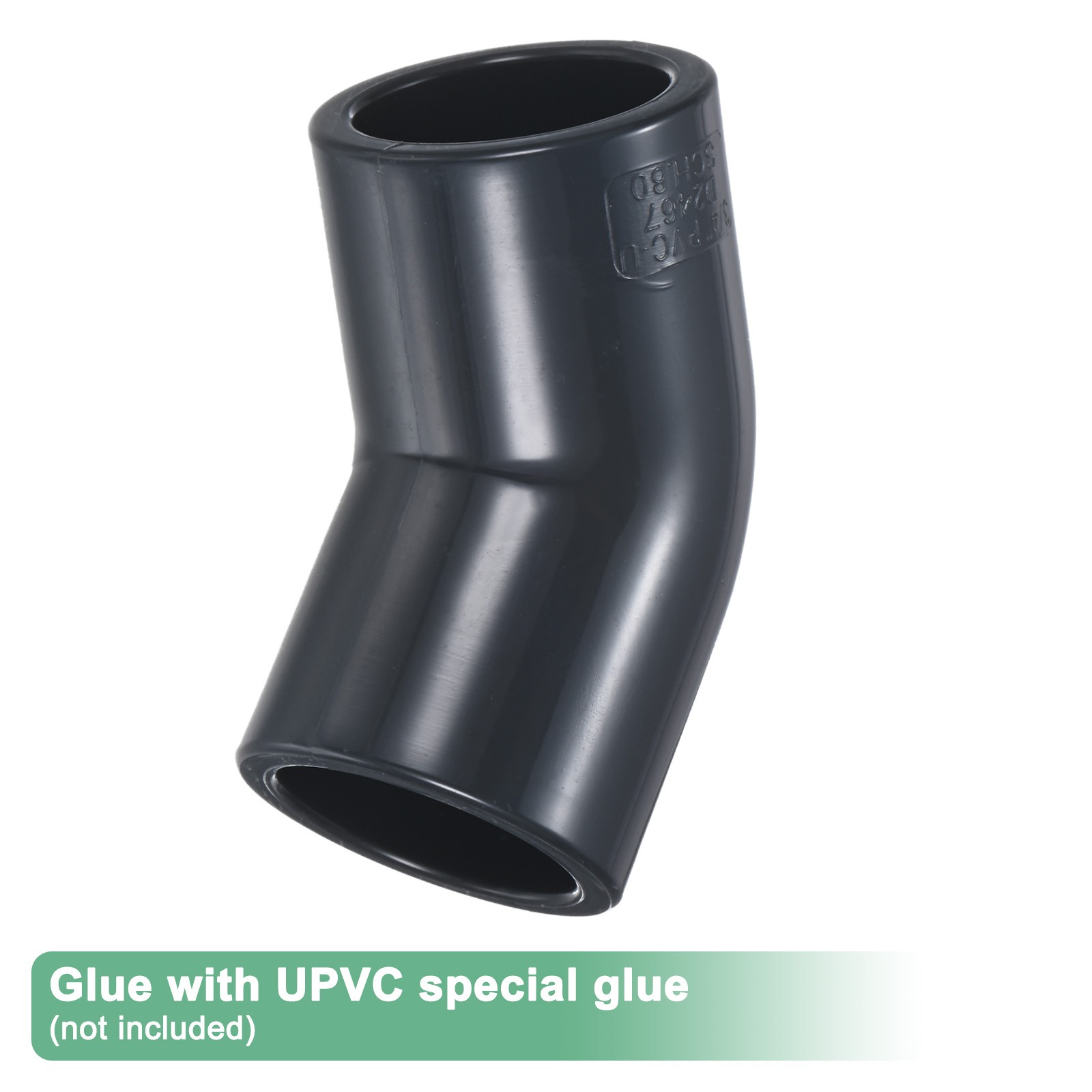 4-Pack 45 Degree Adapter Connector, 3/4" Socket UPVC Pipe Fitting Elbow, Grey