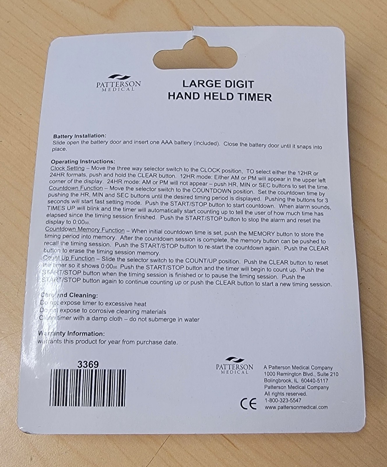 Patterson Medical | Large Digit Hand Held Timer