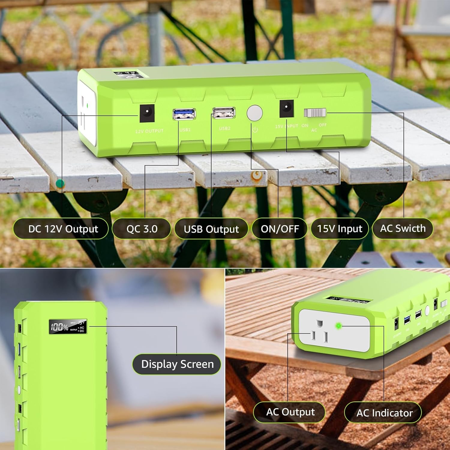 Portable Power Station W/ AC Outlet 65W/110V External Battery Pack