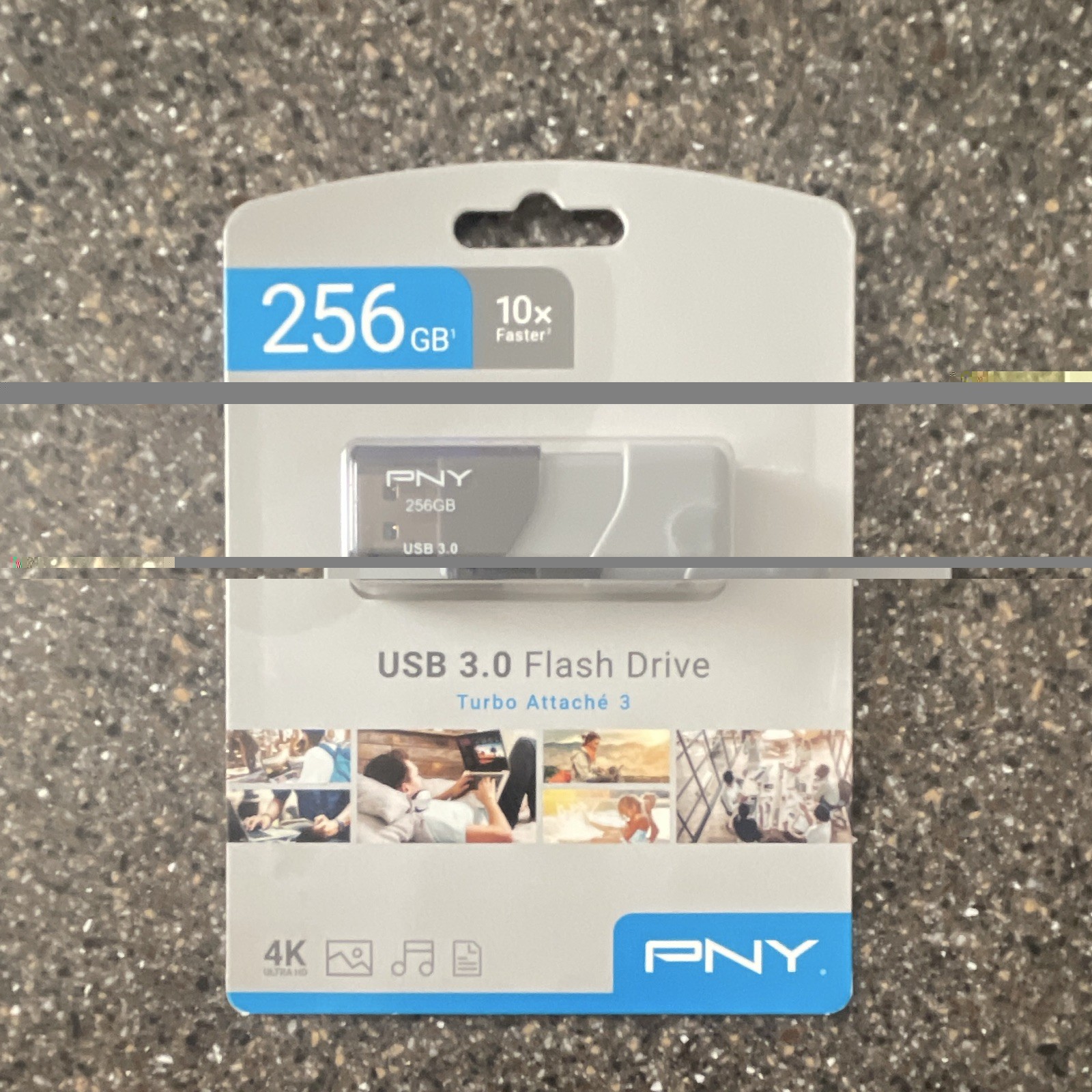 PNY Turbo Attaché 3 256GB USB 3.0 Flash Drive 100MB/s PC/Mac Black/Gray