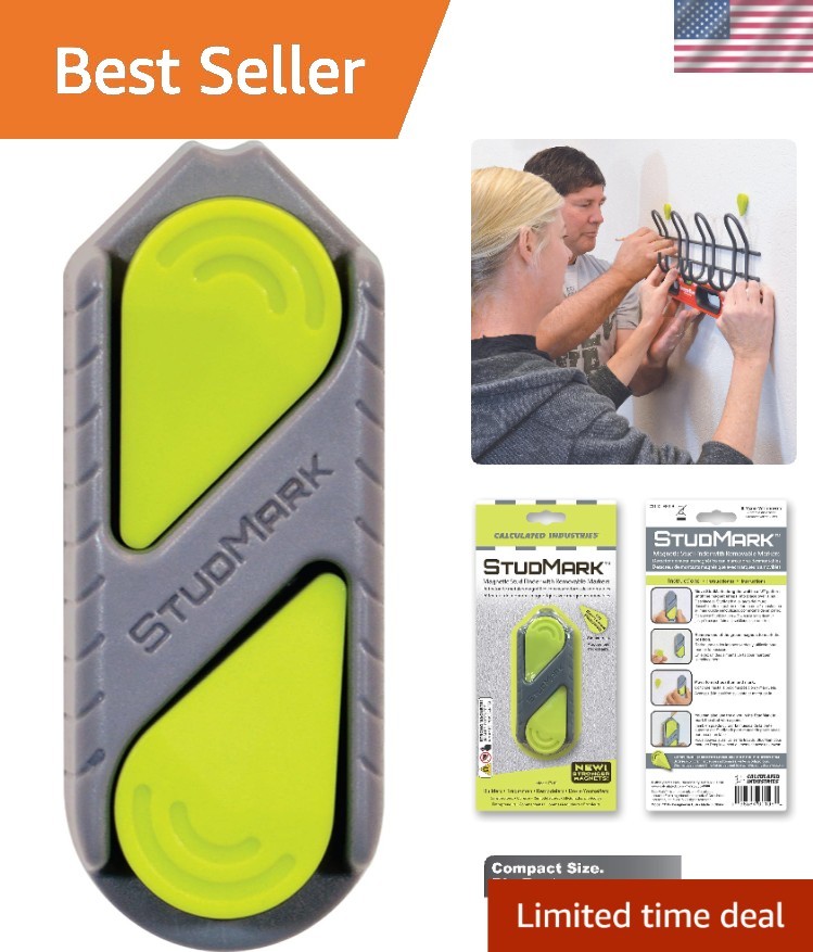 Compact StudMark Magnetic Stud Finder - Marks 3 Studs with 2 Removable Markers