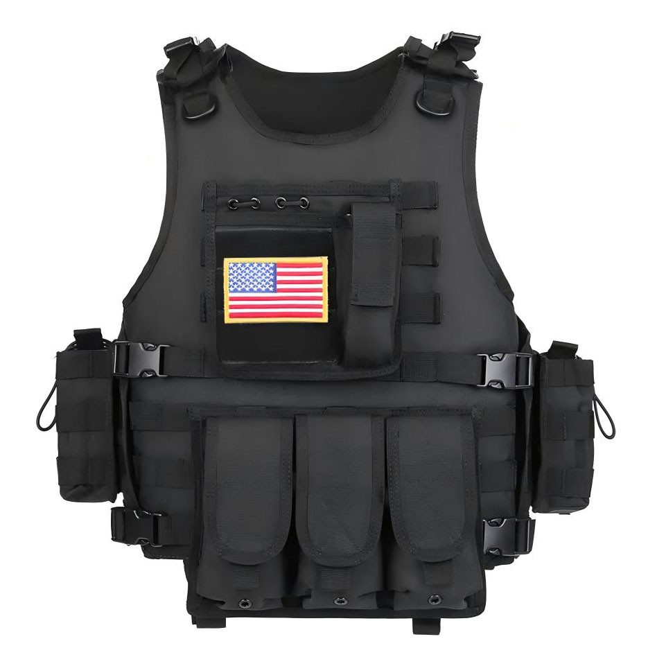 Military Tactical Vest Molle Adjustable Army Assault Combat Plate Carrier Black