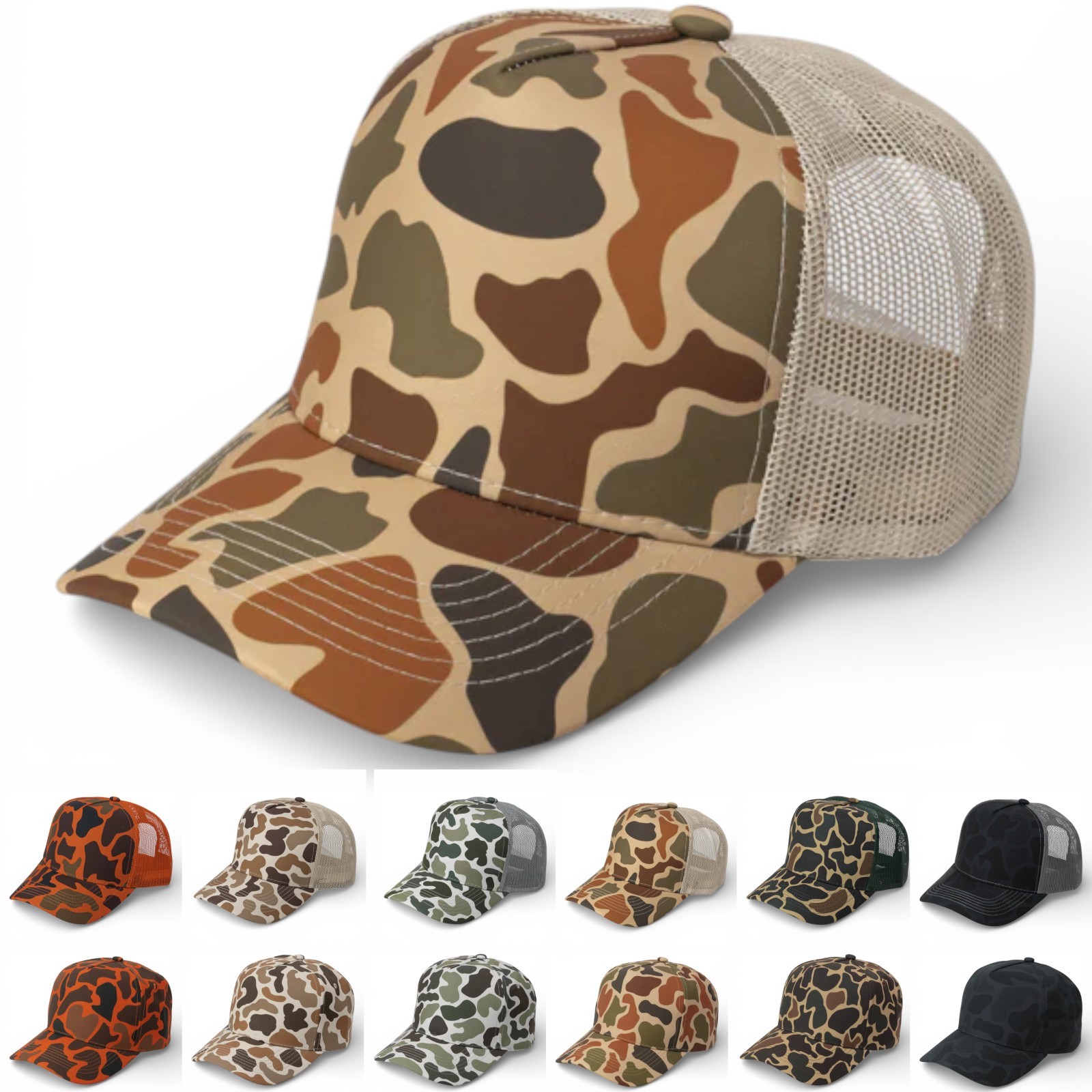 Men Baseball Cap Hunting Duck Camo Snapback Hat Adjustable Size Outdoor Gear