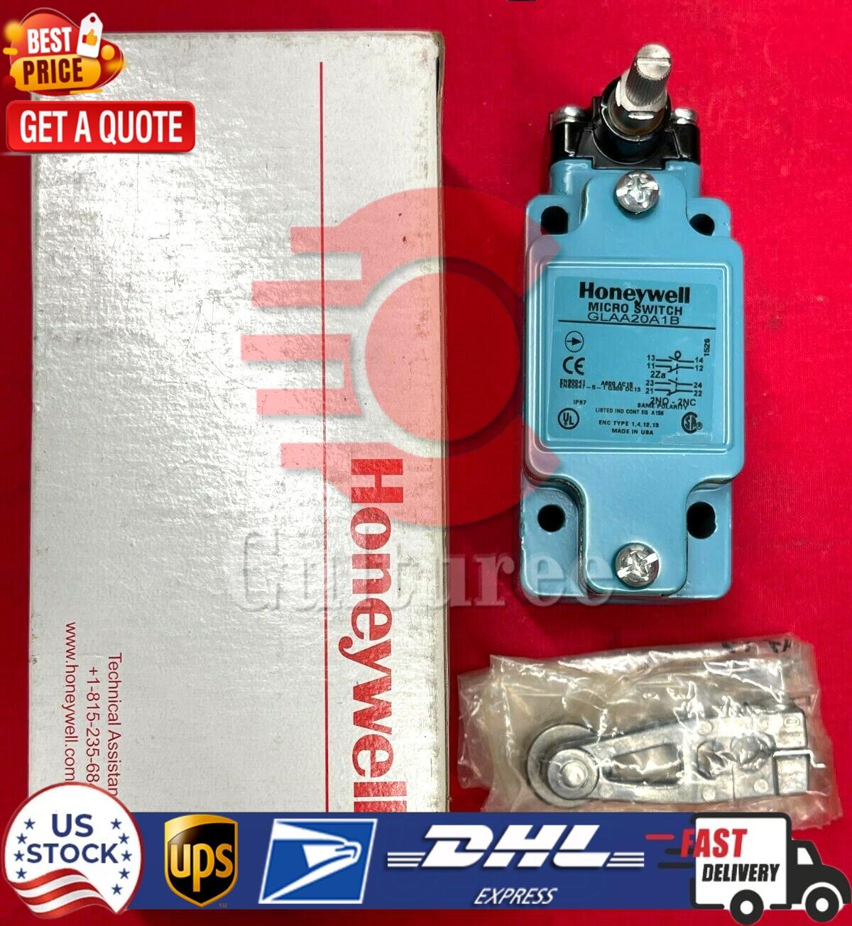 HONEYWELL MICRO SWITCH, GLAA20A1B, 600A, 15VAC, 2NO & 2NC SAME POLARITY