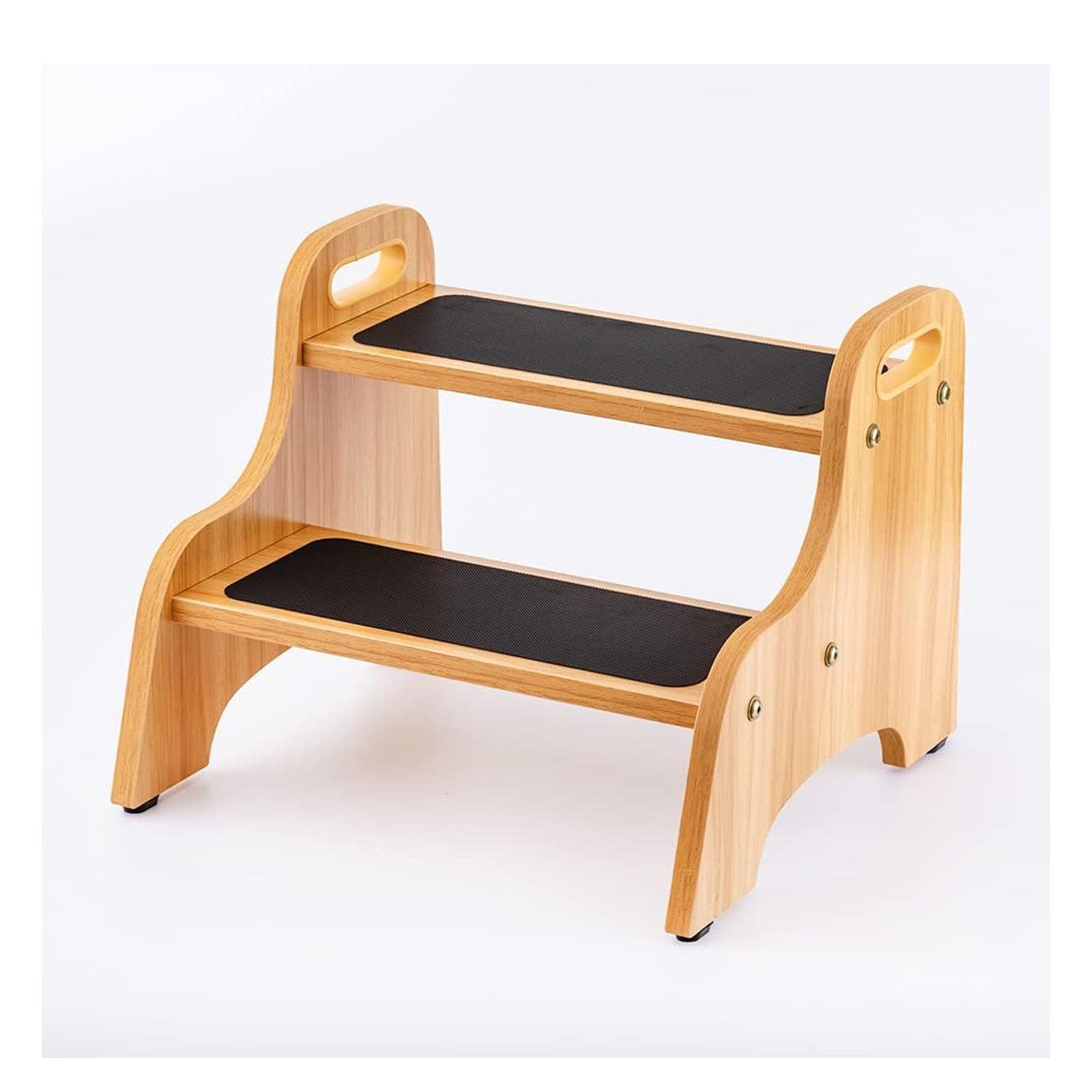 Wooden 2 Step Stools for Kids, Safe Non-Slip Surface with Handles, 350 lbs Ca...