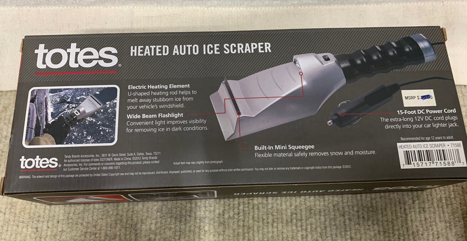 TOTES Heated Ice Scraper With Built In Flashlight, 12V.
