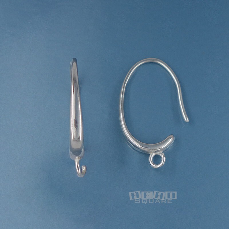 Solid Sterling Silver J Hook Ear Wire Earrings w/ Open Loops 22mm (0.87") #33518