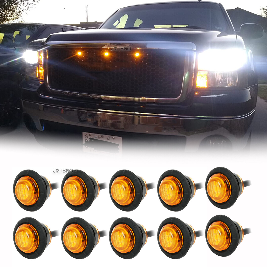 10x 3/4" LED Round Bullet Clearance Side Marker Lights For GMC Sierra 1500 2500