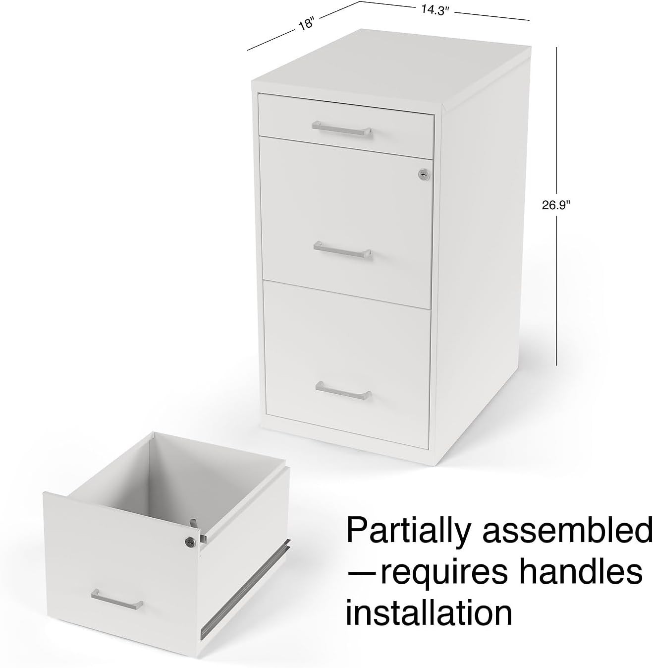 White, D W H, Lockable & Mobile, Letter Size Documents, Staples 3-Drawer