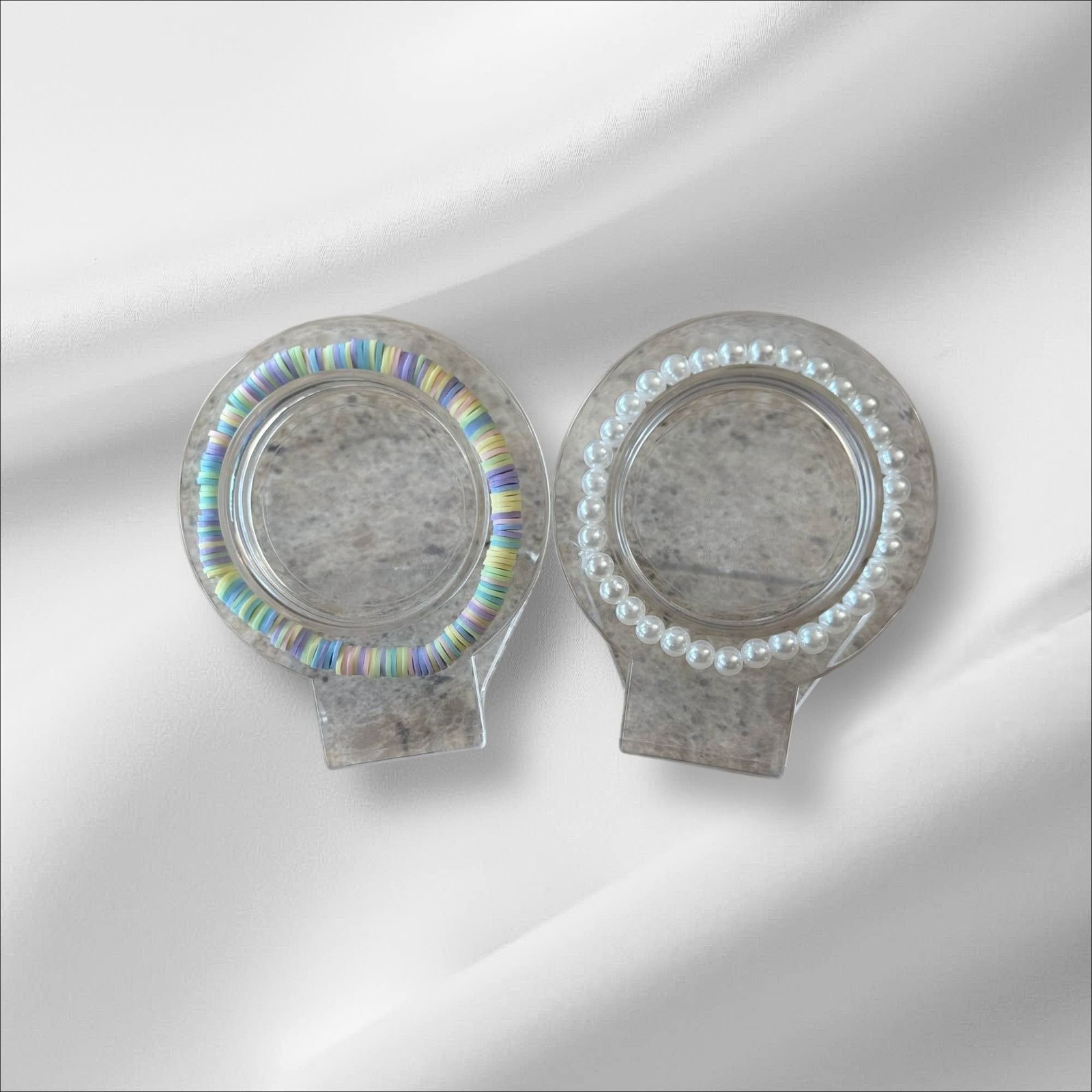 Handmade Stretch Bracelet Pair Pastel 0196