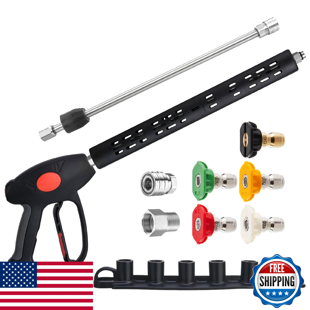M MINGLE Pressure Washer Gun, 40" Wand, M22 14/15mm, 5 Nozzles, 4000 PSI