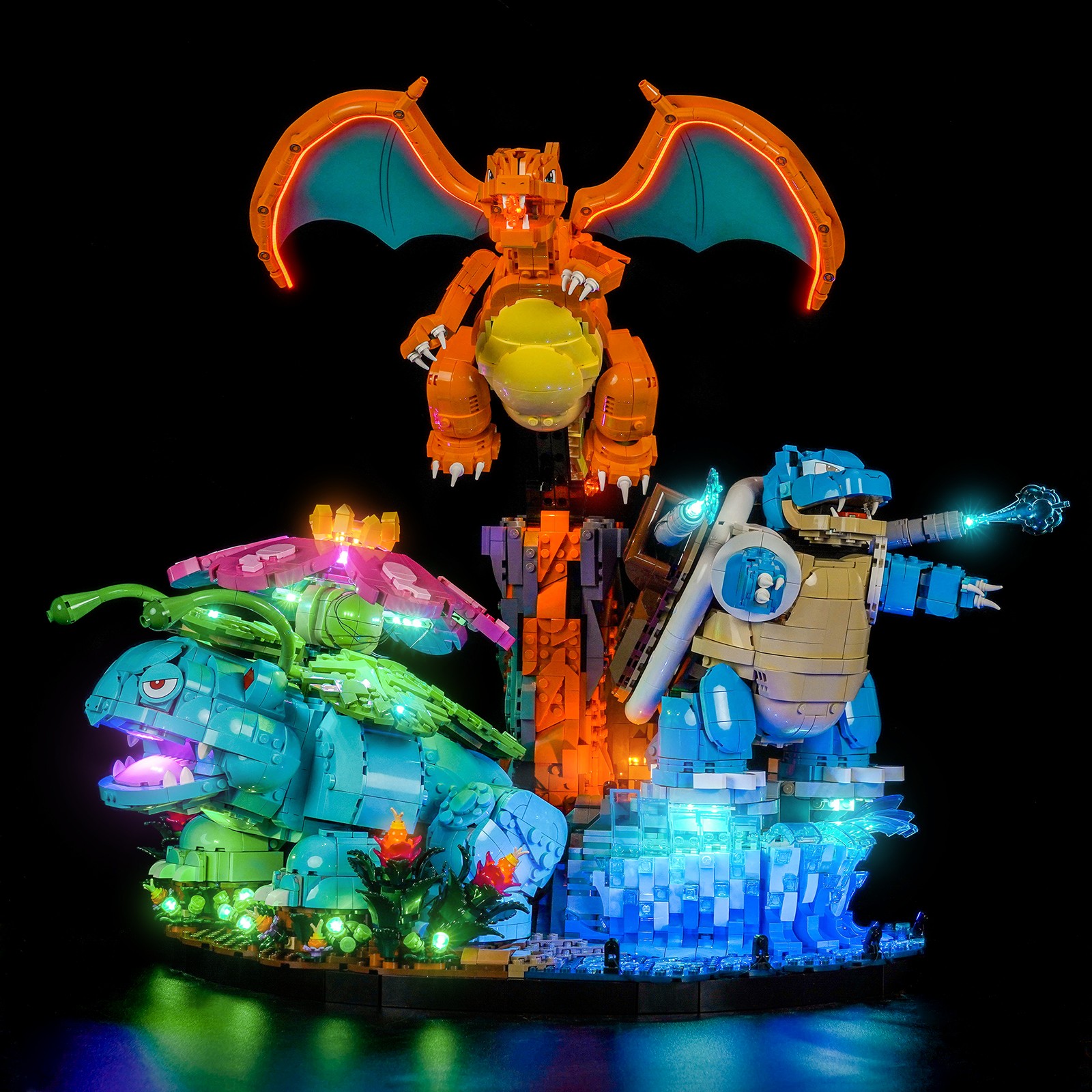 BrickBling LED Light for LEGO Venusaur, Charizard and Blastoise 72153 (Remote)