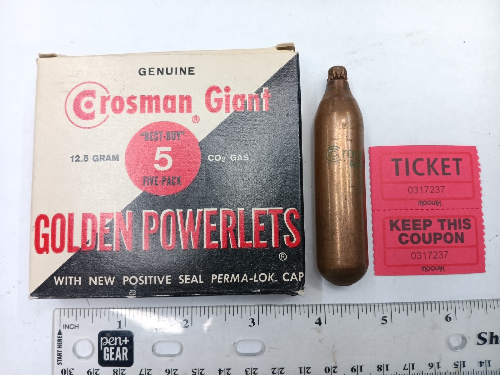 Vintage Crosman Giant Golden Powerlets 12.5 gram CO2 5 pack NOS 0317237