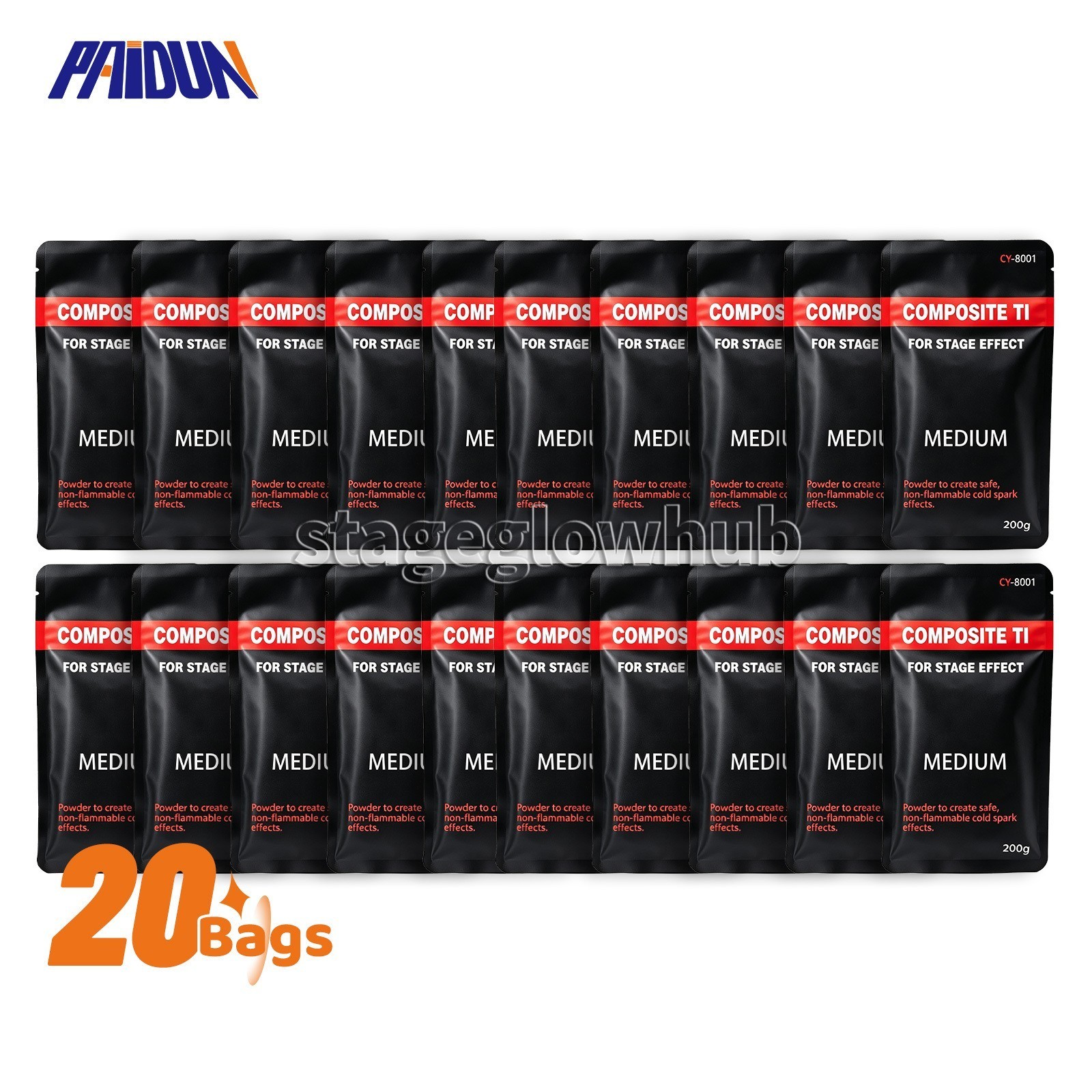 PAIDUN 5/10/20Bags High Purity 200g Cold Spark Machine Firework Effect Ti Powder