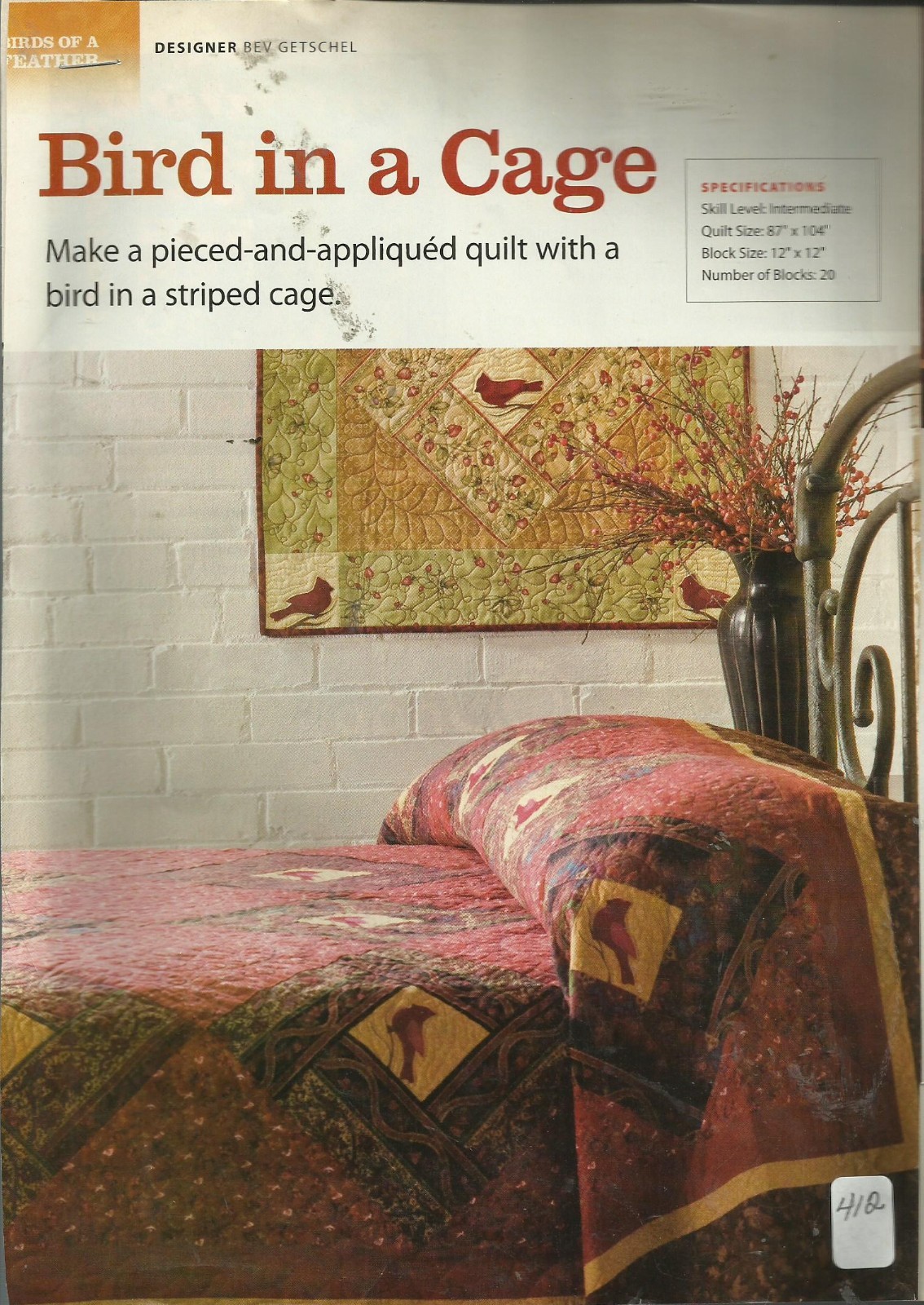 E0429 BIRD IN A CAGE QUILT PATTERN/INSTRUCTIONS