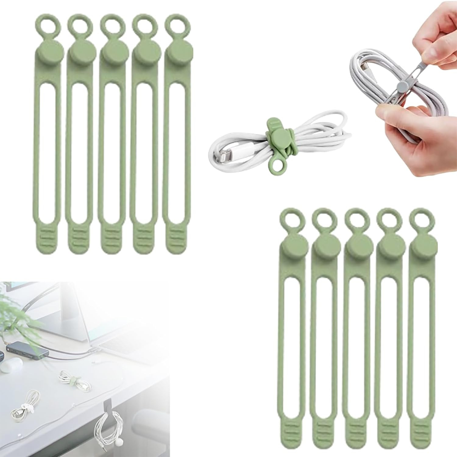 Silicone Cable Ties, New Data Cable Organizer Silicone Cable Ties Reusable Cable