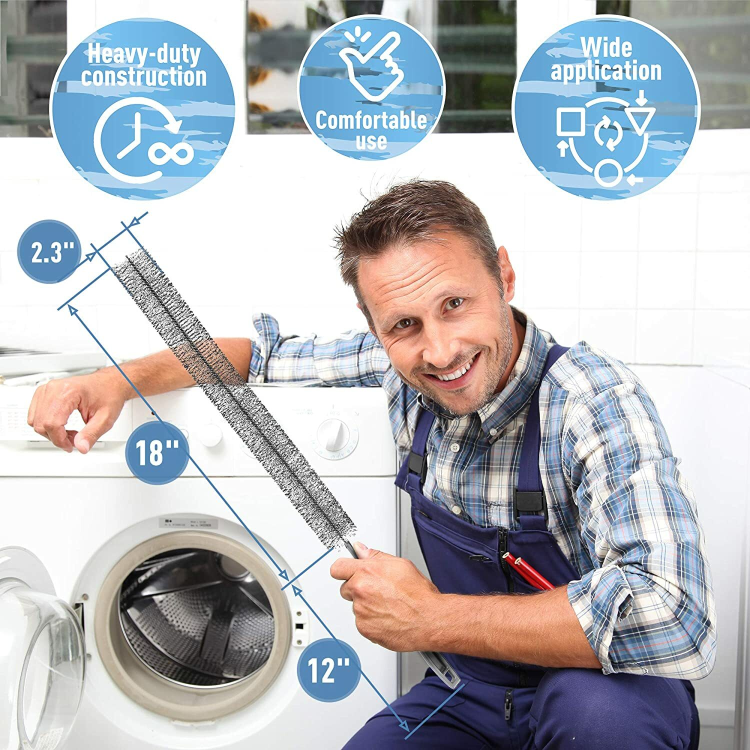 30" Flexi Brush Set for Dryer Vent, Radiator & Refrigerator Coils 2-Pack