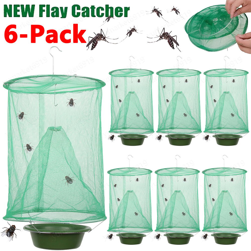 6-Pack  Ranch Fly Trap Outdoor Fly Trap - Killer Bug Cage Net Perfect For Horses