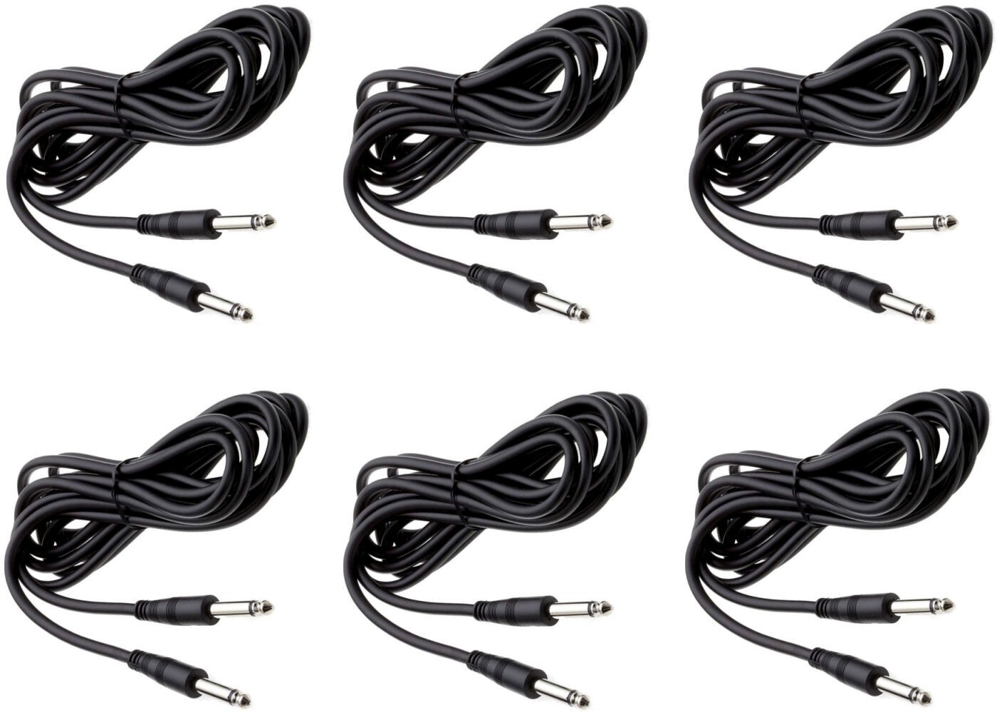 6 Pack 15Ft Mono 1/4" Male to Male Guitar Mixer Instrument Cable 15' Foot