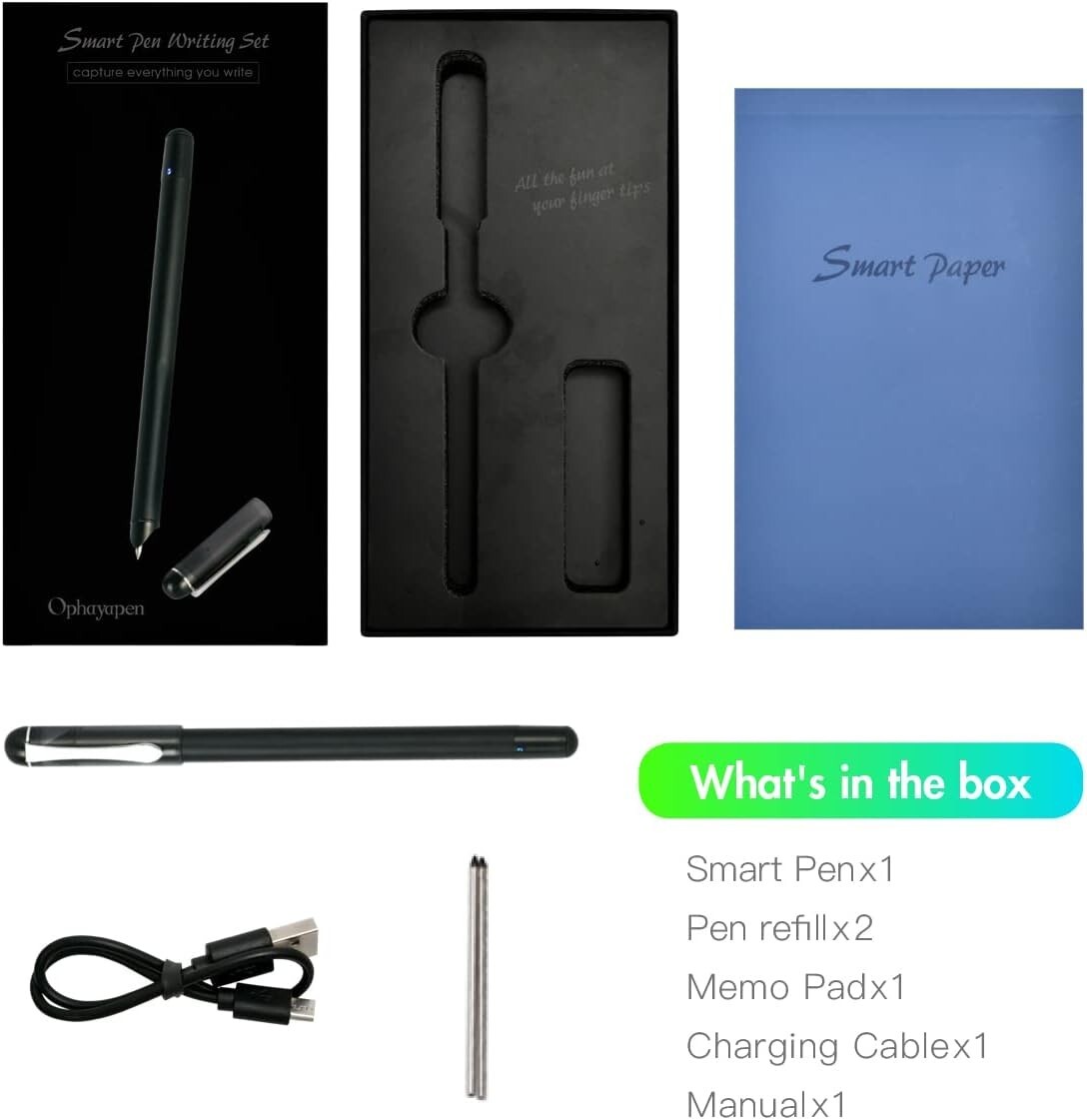 Ophaya Digital Smart Pen+Small Notepad Real-time Sync Ideal for Note-Taking