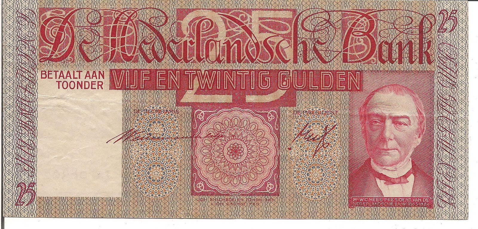 NETHERLANDS, 25 GULDEN, P#50, 1941