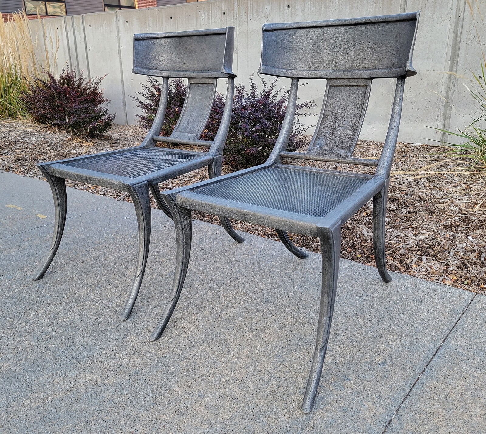 2x MICHAEL TAYLOR Cast Aluminum Klismos Garden Chair-Indoor/Outdoor-Patio