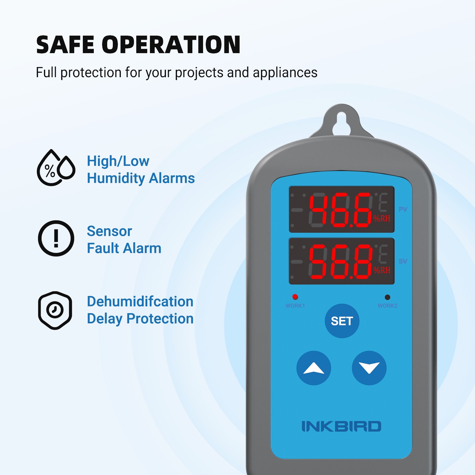 INKBIRD Humidity Controller Pre-Wired Digital Humidifier Dehumidifier Mushroom